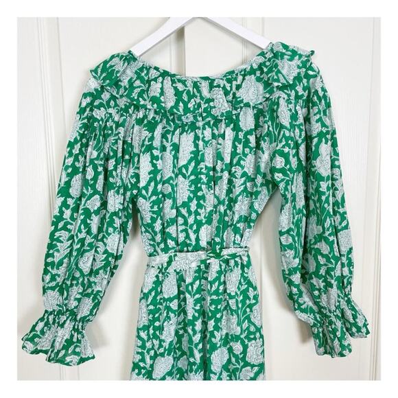 Mille Resort & Travel June Block Floral Print Midi Dress Puff Sleeves NWOT Sz S - Picture 8 of 13